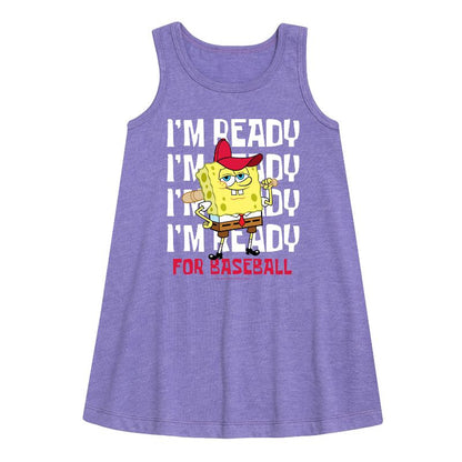 Girls' - SpongeBob SquarePants - Ready For Baseball Graphic Sleeveless Aline Dress