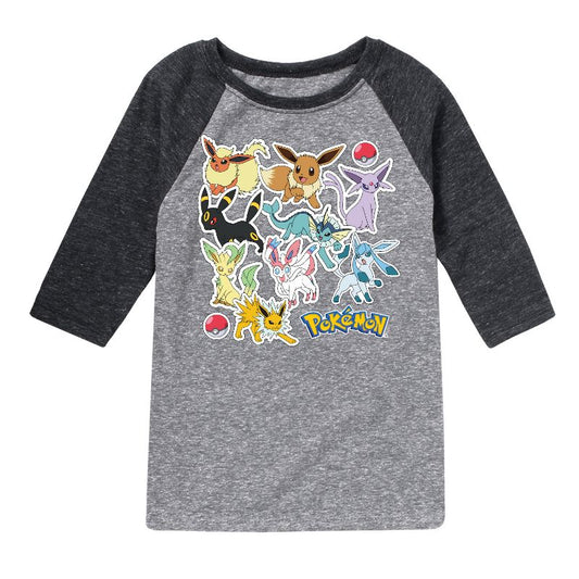 Boys' - Pokémon - Eevee Evolution Stickers Raglan Graphic T-Shirt