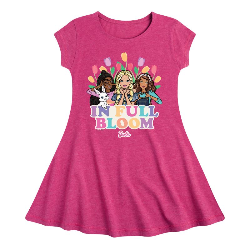 فستان باربي - مناسب لعيد الفصح بأكمام قصيرة - للبنات