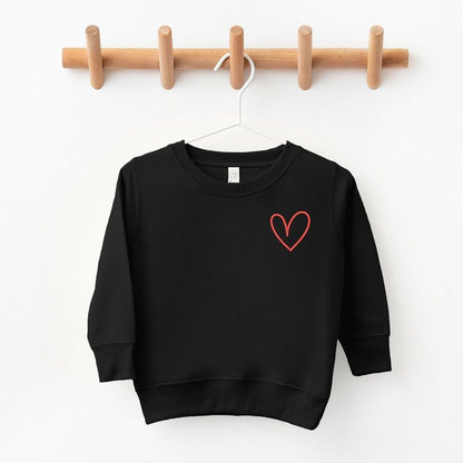 The Juniper Shop Embroidered Hand Drawn Heart Toddler Graphic Sweatshirt
