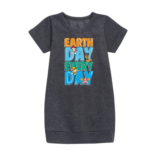 Girls' - Paw Patrol - Earth Every Day Graphic Short Sleeve Fleece Dress