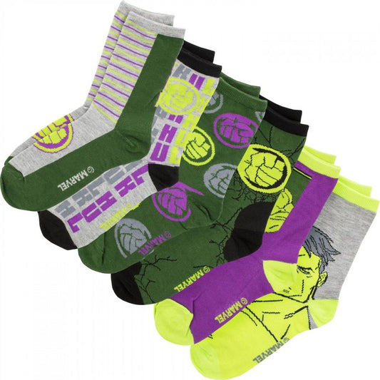 Kids The Incredible Hulk Color Block Crew Socks 6-Pair Pack