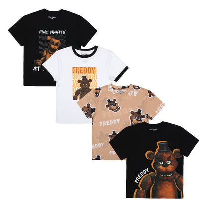 Five Nights At Freddy's Freddy Fazbear 4-Pack Boy's Crew Neck Short Sleeve T-shirt Combo Set
