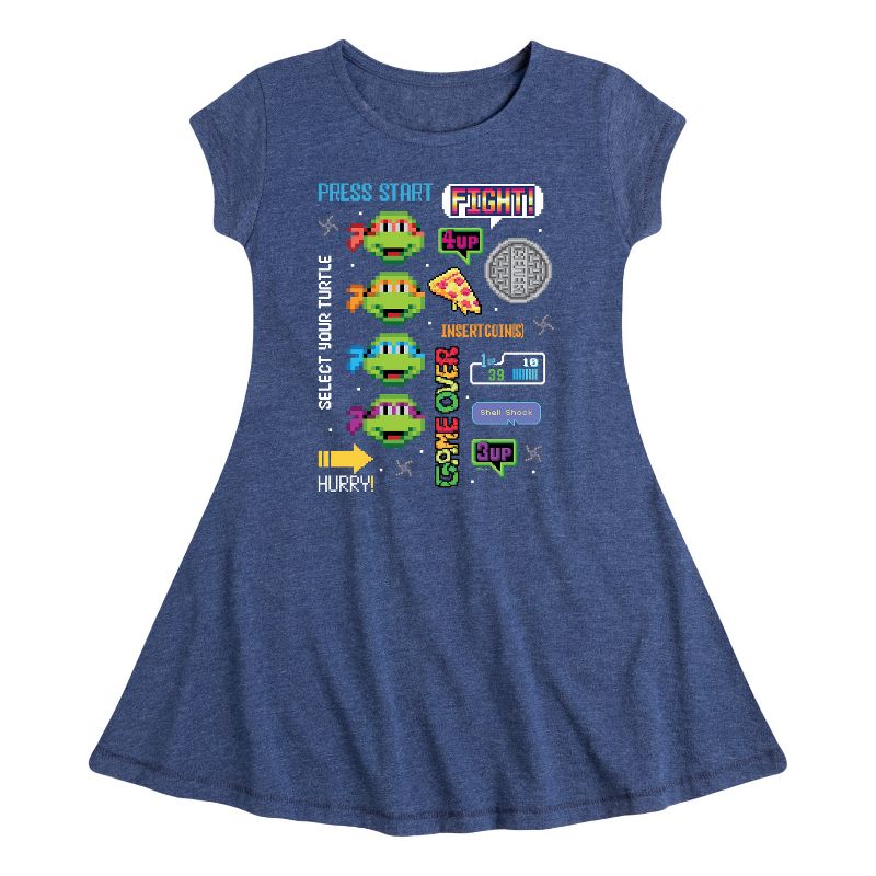 Girls' - Teenage Mutant Ninja Turtles - Icon Cluster Fit & Flair Cap Sleeve Dress