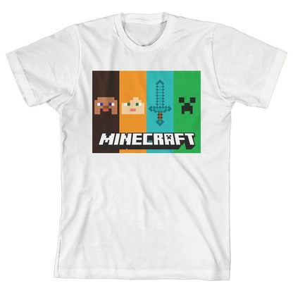 تي شيرت أبيض للأولاد من Minecraft Flat Panels