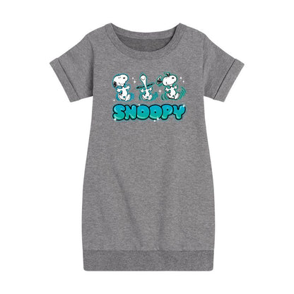Girls' - Peanuts - Snoopy Graphic Short Sleeve Fleece Dress
