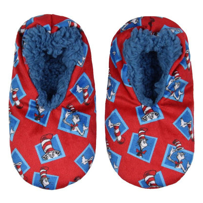 Dr. Seuss Kids Cat in The Hat Slipper Socks No-Slip Sole For Boys or Girls