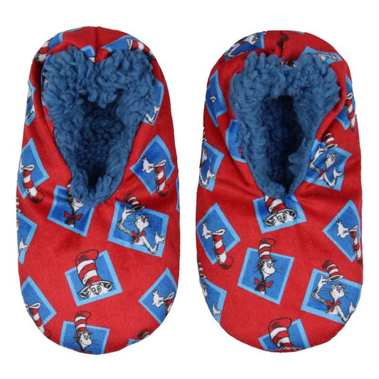 Dr. Seuss Kids Cat in The Hat Slipper Socks No-Slip Sole For Boys or Girls
