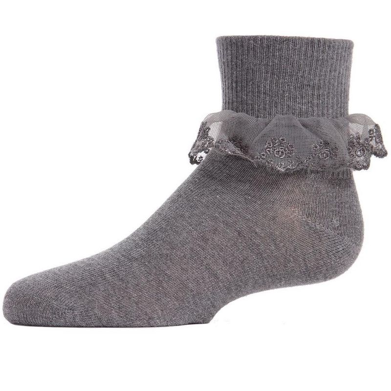 Memoi Classic Lace Girls Ruffle Anklet Socks