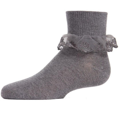 Memoi Classic Lace Girls Ruffle Anklet Socks
