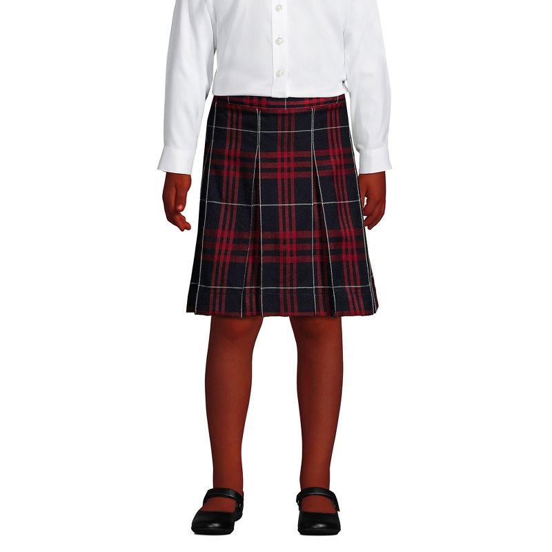 Lands' End School Uniform Kids Plaid Box Pleat Skirt Top of the Knee