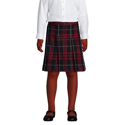 Lands' End School Uniform Kids Plaid Box Pleat Skirt Top of the Knee