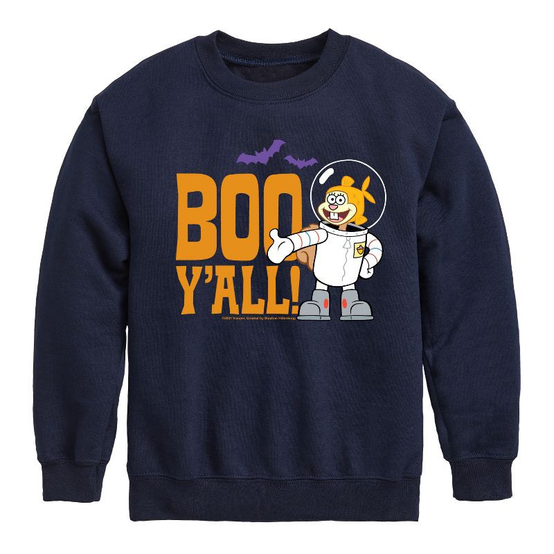 Boys' - SpongeBob SquarePants - Sandy Boo Y'all Graphic Long Sleeve Fleece Sweatshirt