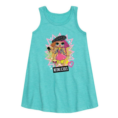 فستان نيونليشوس الجرافيكي بدون أكمام بتصميم خطي للفتيات - مفاجأة لول!