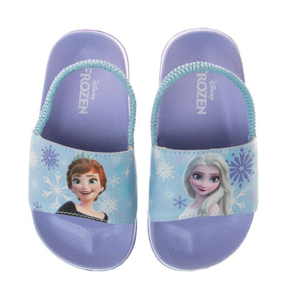 Disney Frozen Anna Elsa Girls Slides - Summer Sandal water pool beach shoes with backstrap Open Toe - Lilac (sizes 6-12 Toddler)