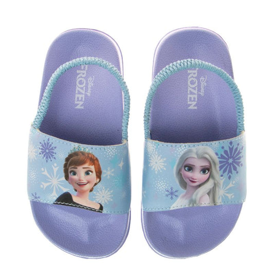 Disney Frozen Anna Elsa Girls Slides - Summer Sandal water pool beach shoes with backstrap Open Toe - Lilac (sizes 6-12 Toddler)