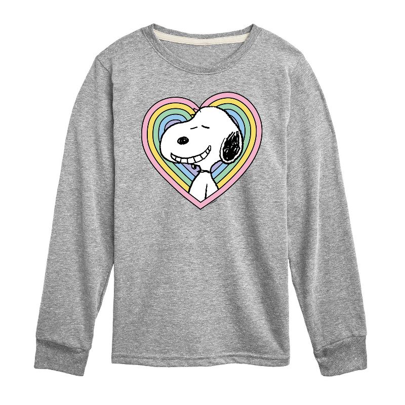 تي شيرت جرافيكي بأكمام طويلة مطبوع عليه صورة قلب سنوبي للأولاد - الفول السوداني