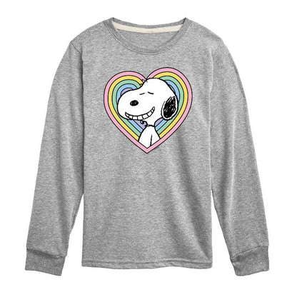 تي شيرت جرافيكي بأكمام طويلة مطبوع عليه صورة قلب سنوبي للأولاد - الفول السوداني