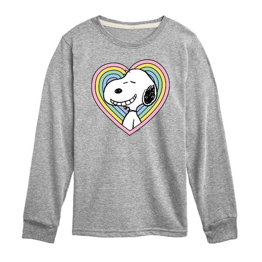 تي شيرت جرافيكي بأكمام طويلة مطبوع عليه صورة قلب سنوبي للأولاد - الفول السوداني