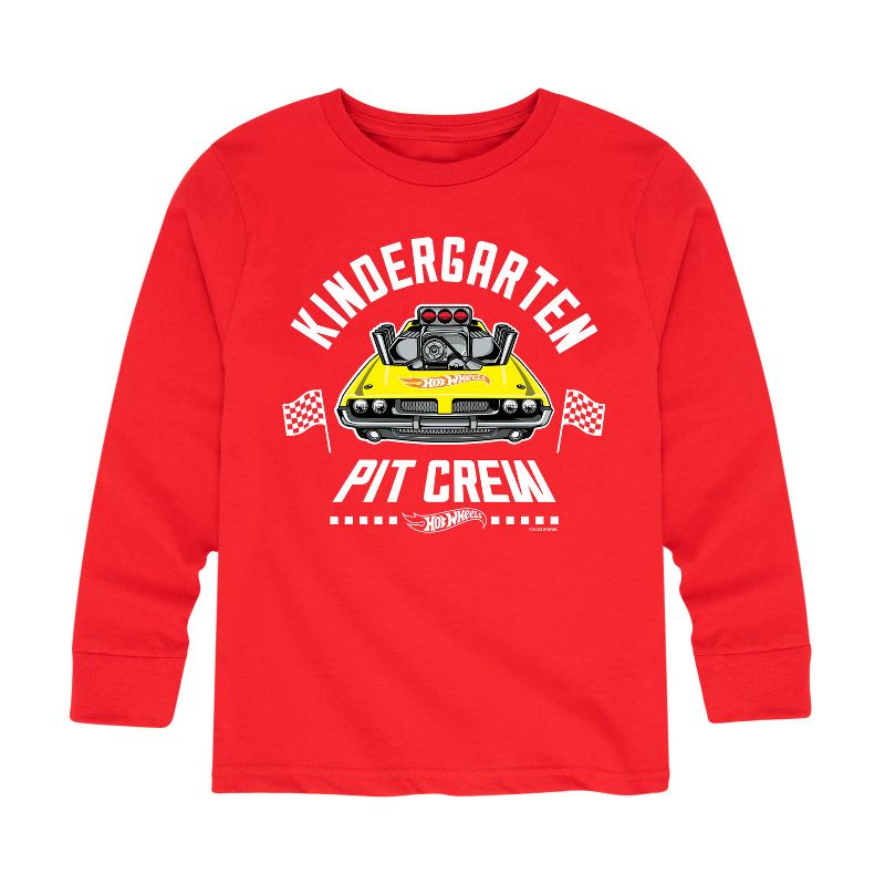Boys' - Hot Wheels - Pit Crew Kindergarten Long Sleeve Graphic T-Shirt