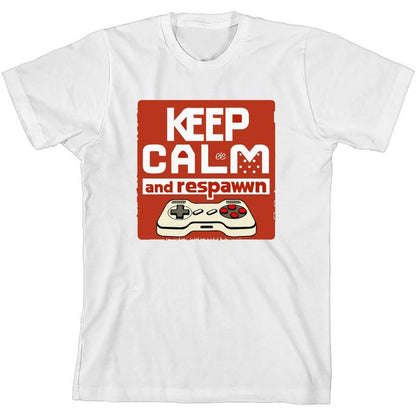 تي شيرت Keep Calm and Respawn Controller للشباب برقبة دائرية وأكمام قصيرة