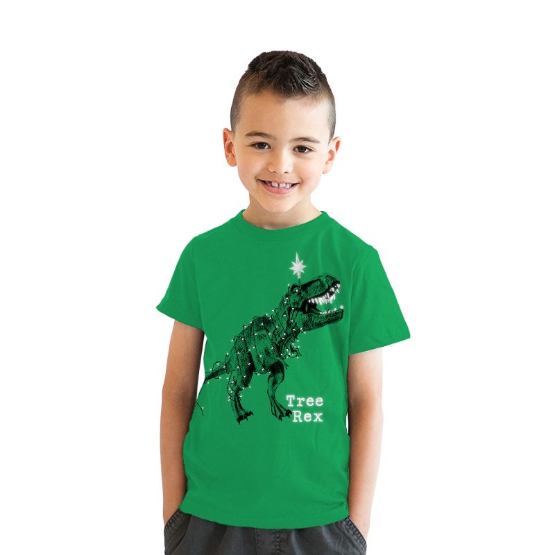 Youth Tree Rex T Shirt Funny Christmas T-Rex Dinosaur Tee For Kids - Crazy Dog Youth T Shirt