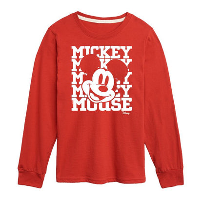 Boys' - Disney - Mickey, Mickey, Mickey Mouse Long Sleeve Graphic T-Shirt
