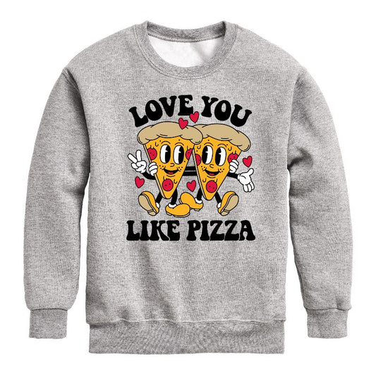 Boys' - Instant Message - Valentine's Day Love You Like Pizza Graphic Long Sleeve Fleece Sweatshirt