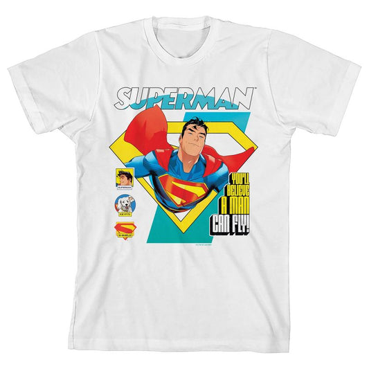 Superman Movie 2025 Superhero, Man of Steel, DC Comics, Superpowers, Crypto, S, Fly, on White Short Sleeve Youth T-Shirt