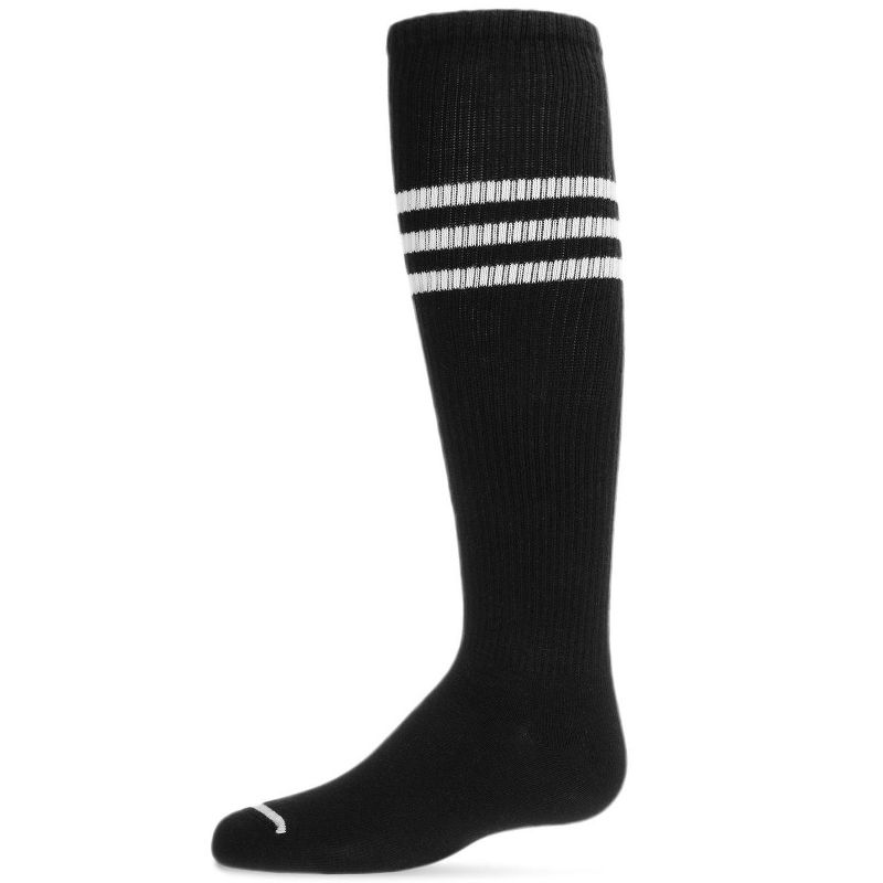 Memoi Thin Ribbed Sport Stripe Cotton Blend Knee High Socks