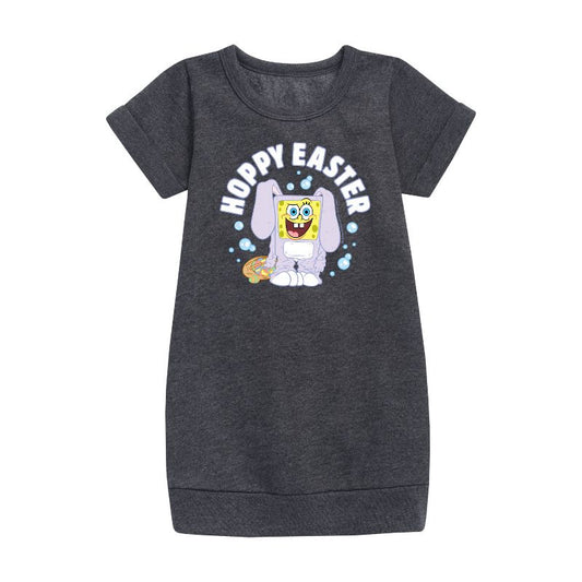 Girls' - SpongeBob SquarePants - Hoppy Easter Graphic Short Sleeve Fleece Dress