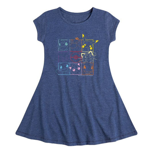 Girls' - Pokémon - Character Grid Fit & Flair Cap Sleeve Dress
