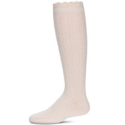 Memoi Girls' Crochet Ruffle Design Knee High Socks