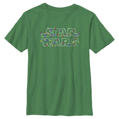 Boy's Star Wars Christmas Logo String Lights T-Shirt