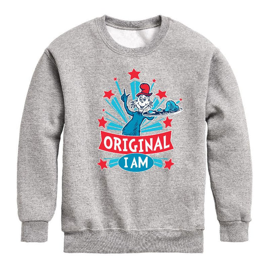 Boys' - Dr. Seuss - Original I am Green Eggs and Ham Graphic Long Sleeve Fleece Sweatshirt