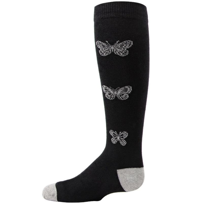 Memoi Girls' Glitter Butterfly Cotton Knee High Socks