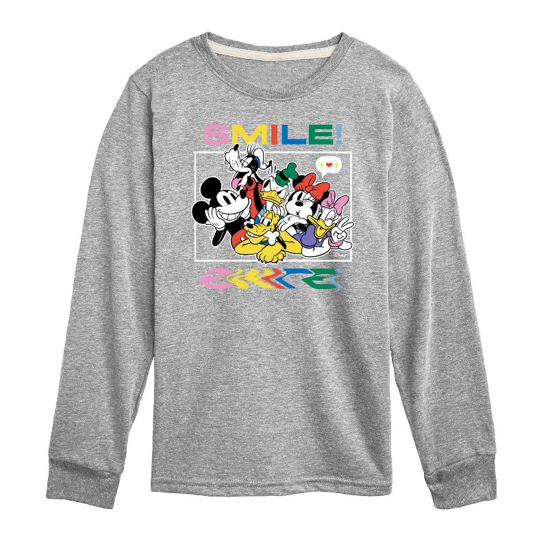 Boys' - Disney - Mickey, Minnie, Goofy, Donald Duck, Daisy & Pluto Photo Long Sleeve Graphic T-Shirt