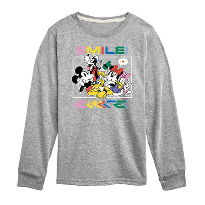 Boys' - Disney - Mickey, Minnie, Goofy, Donald Duck, Daisy & Pluto Photo Long Sleeve Graphic T-Shirt