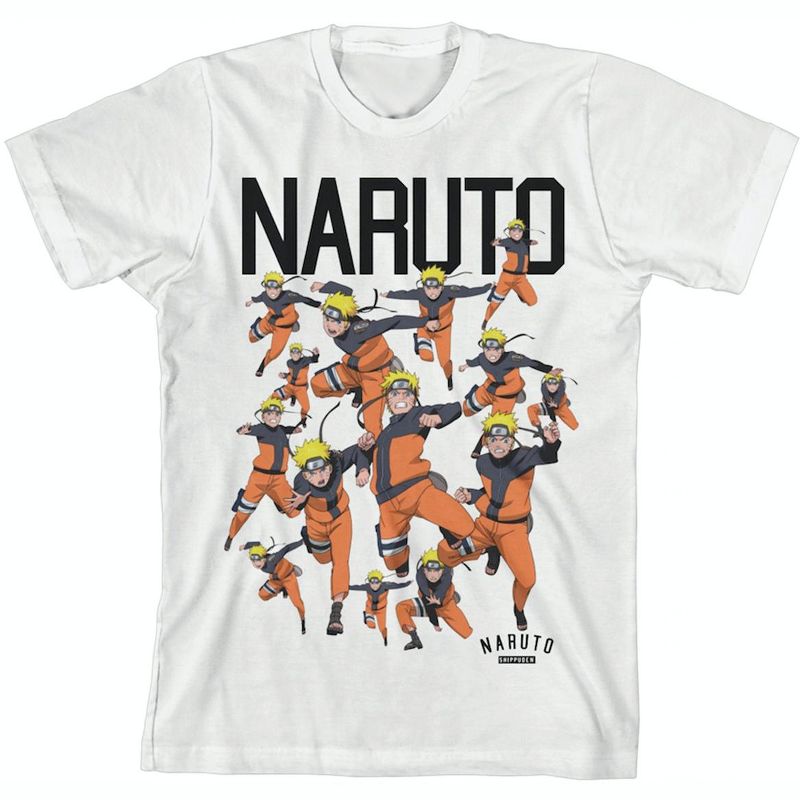 تي شيرت ناروتو سكواد آرت للشباب باللون الأبيض
