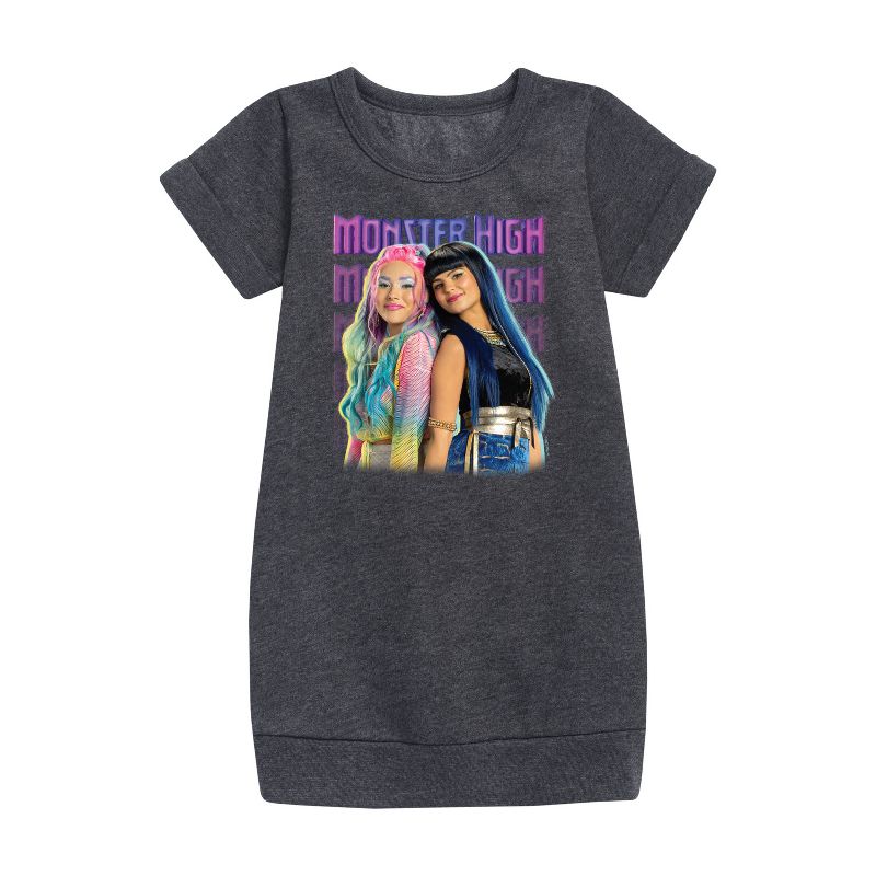 Girls' - Monster High - Cleo And Mermaid Graphic Short Sleeve Fleece Dress