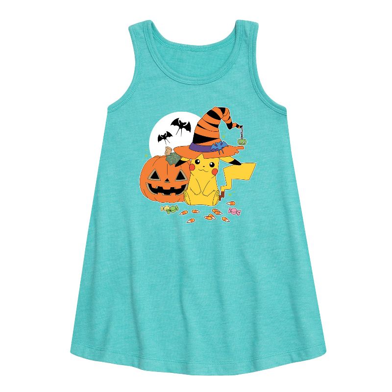 فستان بناتي - بوكيمون - الساحرة بيكاتشو مع حلوى جرافيكية بدون أكمام