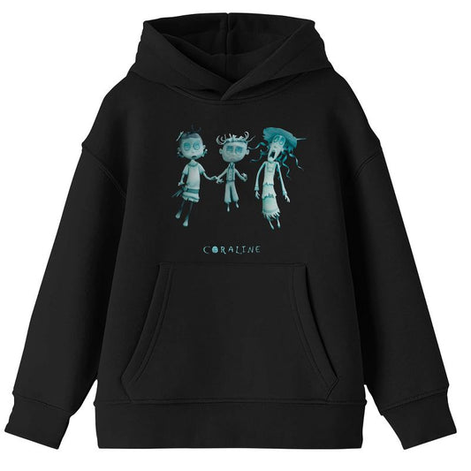 Coraline Girls Black Long Sleeve Hooded Sweatshirt