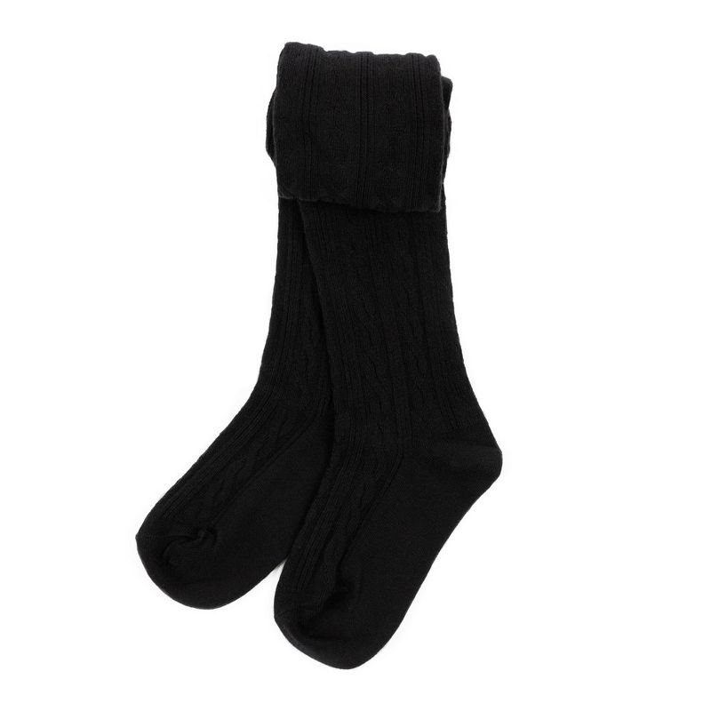 Leveret Girls Neutral Solid Color Cable Knit Tights