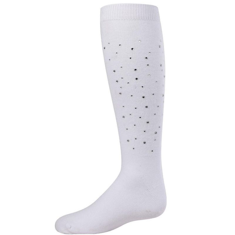 Memoi Jazzy Jeweled Girls Cotton Blend Knee Socks
