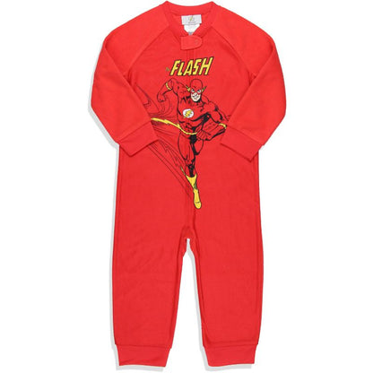 زي بيجامة كلاسيكي من DC للأولاد الصغار بدون أقدام من The Flash Union باللون الأحمر