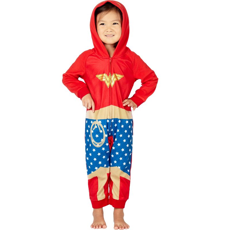 DC Comics Wonder Woman 1PC Girls' Pajama Hooded Union Suit Lounge