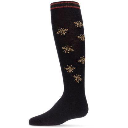 Memoi Striped Bee Cotton Blend Knee High Sock