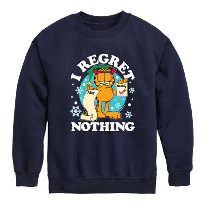Boys' - Garfield - I Regret Nothing Graphic Long Sleeve Fleece Sweatshirt