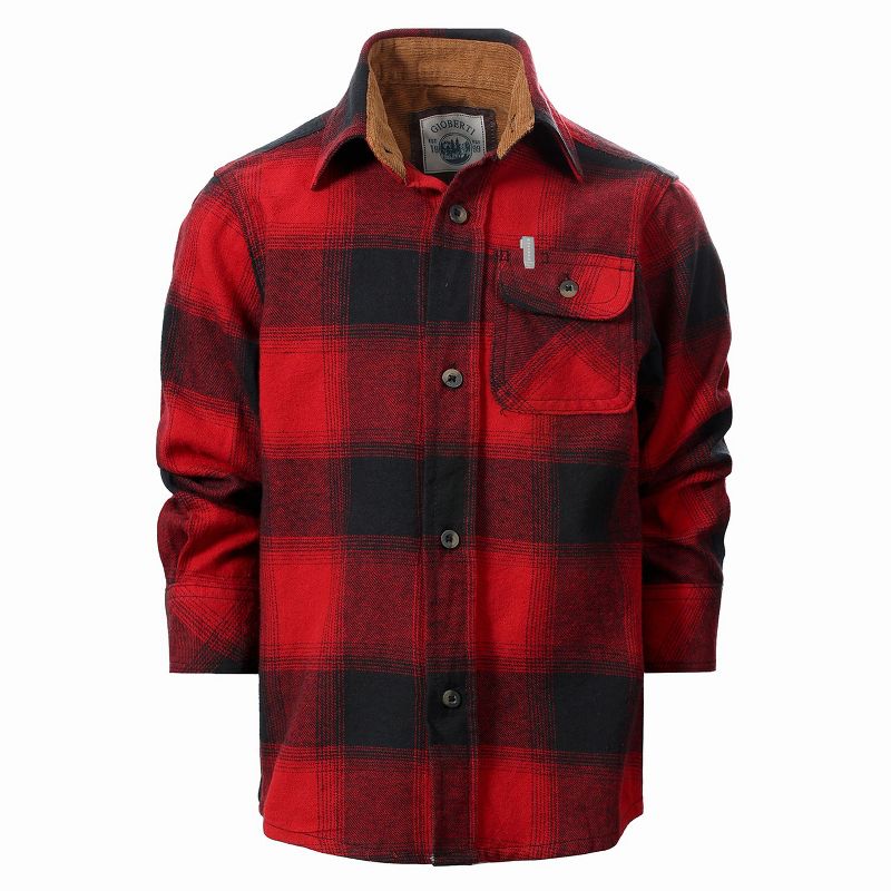 Gioberti Boy's Single Pocket Flannel Shirt with Corduroy Contrast (Part 2)
