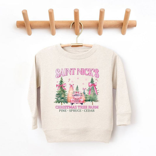The Juniper Shop Coquette St. Nick's Tree Farm Youth Ultra-Soft Graphic Sweatshirt